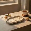 Soft Cloud Wavy Tray, handmade porcelain plaster tray with a flowing wavy shape