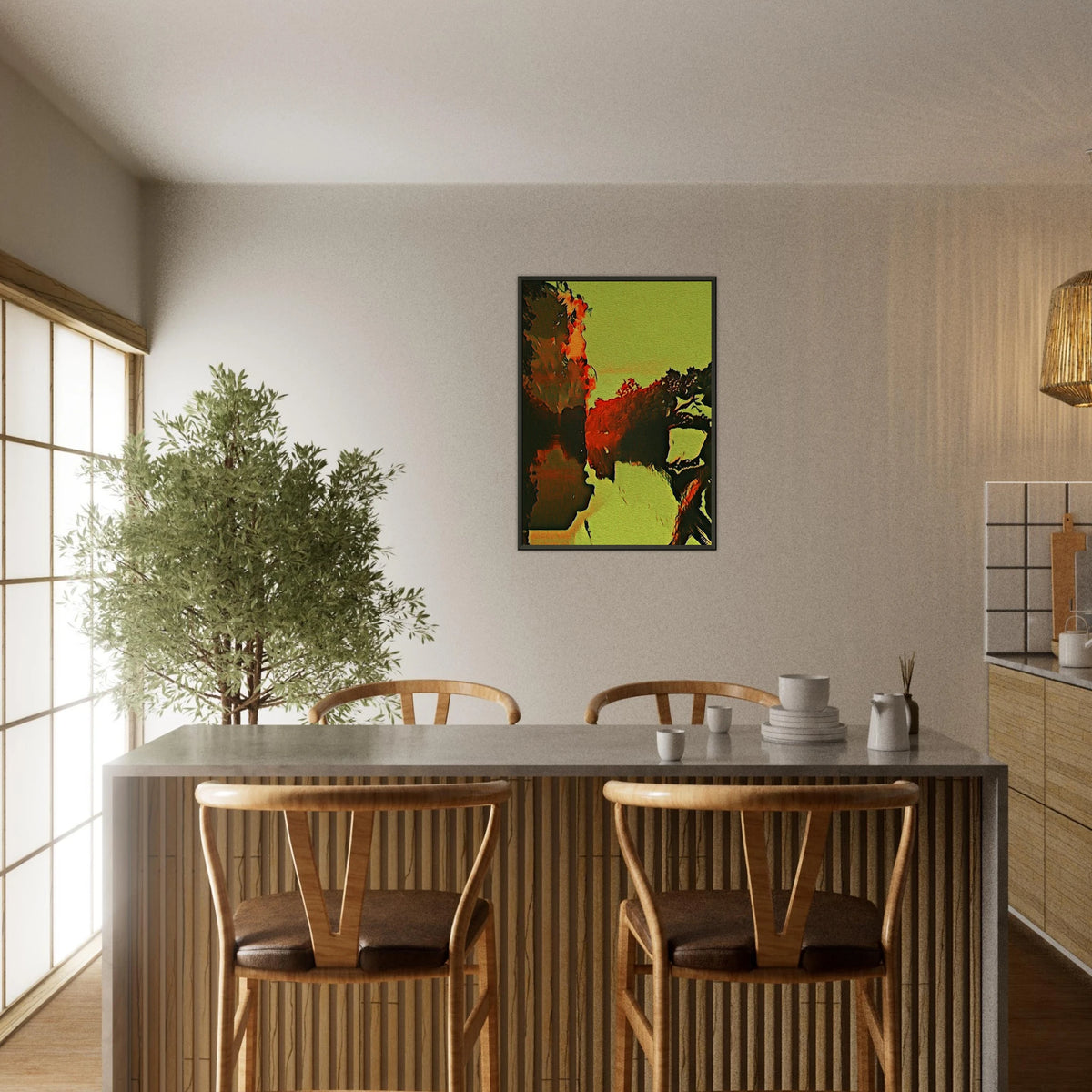 ‘Autumn Colors’ framed fine art print displayed in a kitchen-diner.