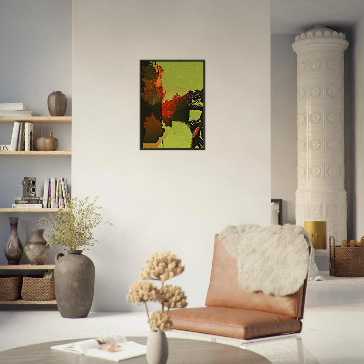 ‘Autumn Colors’ framed fine art print displayed in a living room.