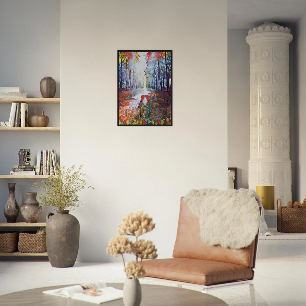 ‘Autumn Love’ framed fine art print in a living room