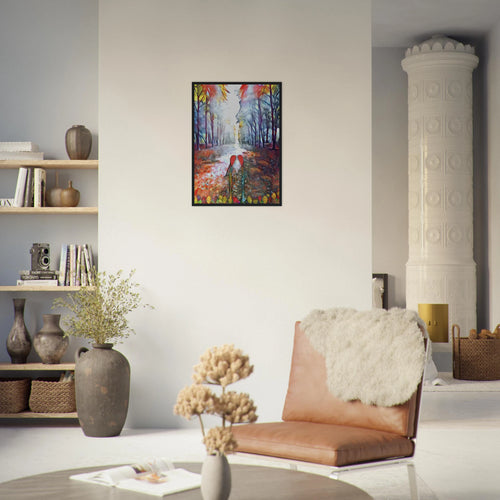 ‘Autumn Love’ framed fine art print in a living room