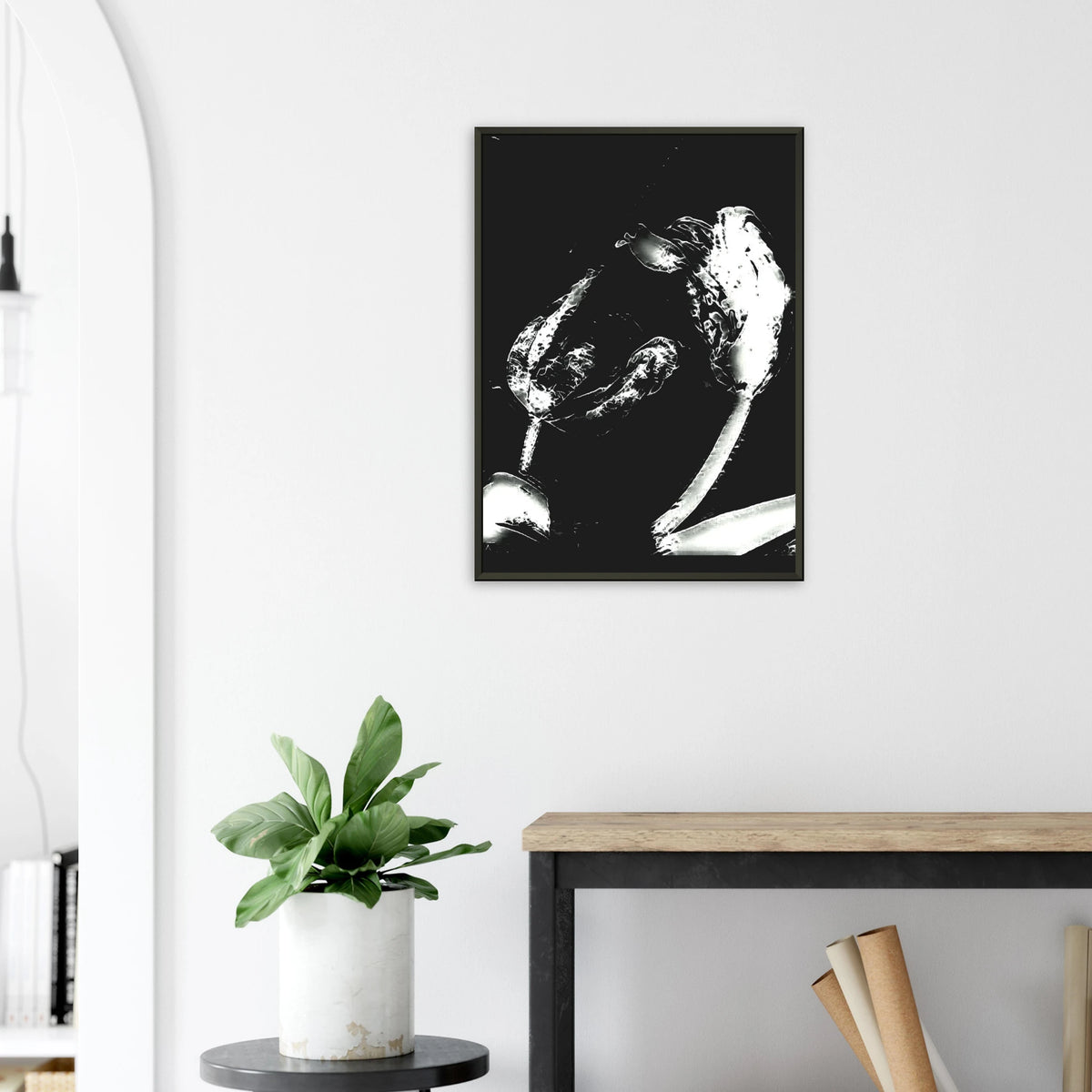 'DEEP' framed fine art giclée print above a side table