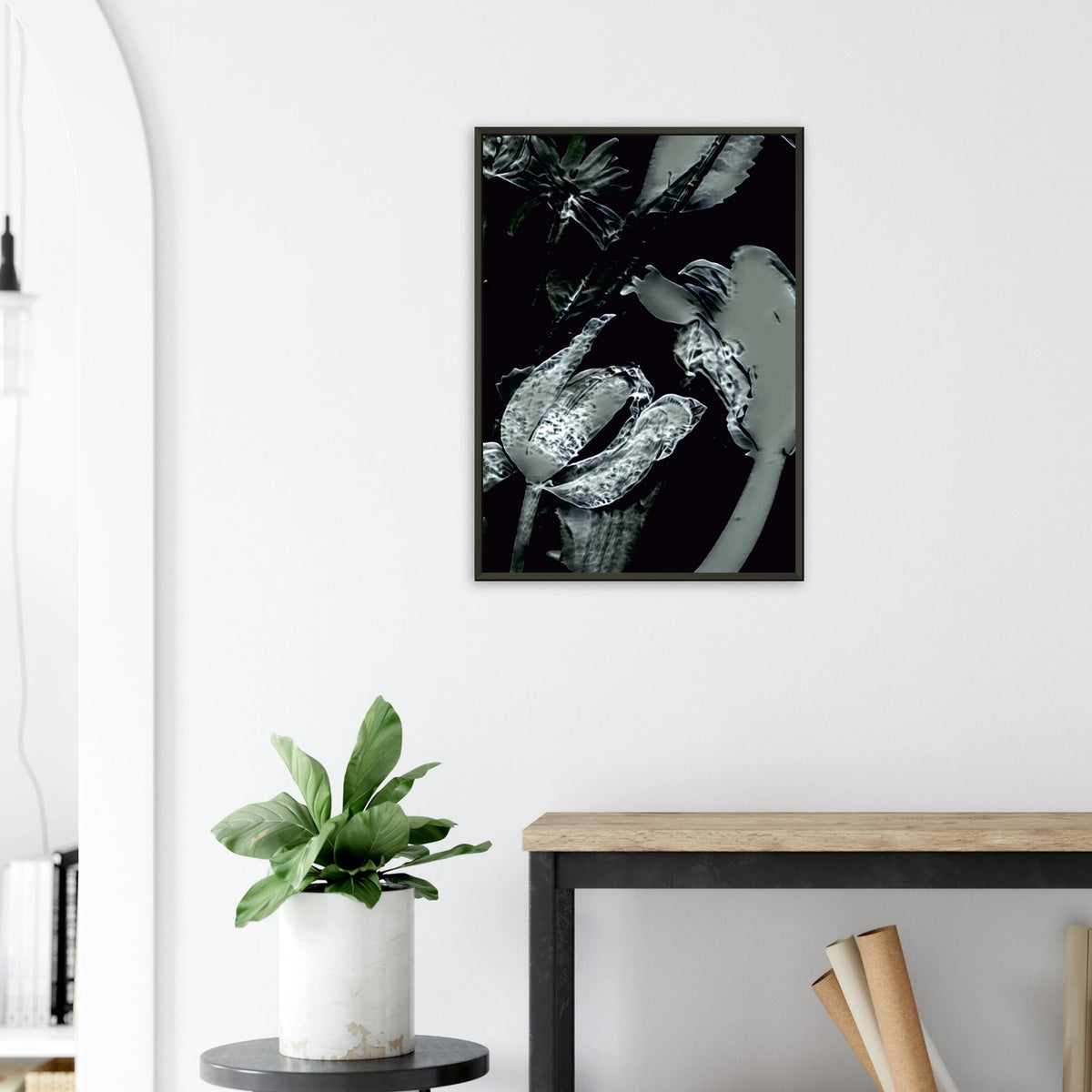 'FANTASY' framed fine art giclée print above a side table