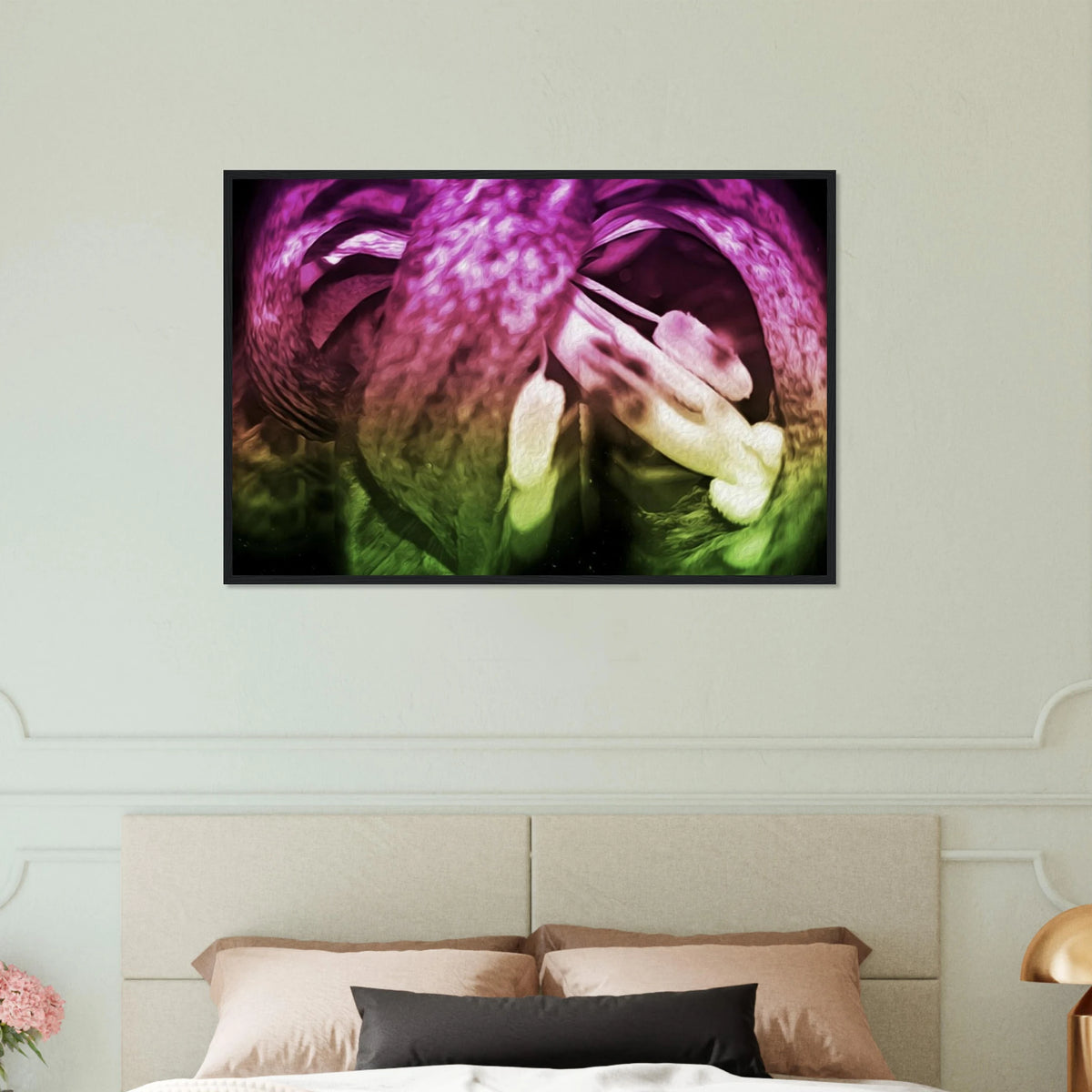 'Galaxy' framed fine art print in a bedroom