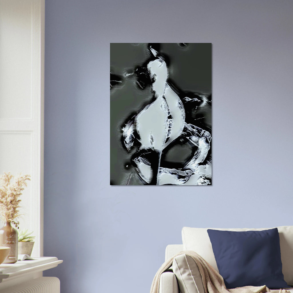 'ICEY' fine art giclée poster above an armchair
