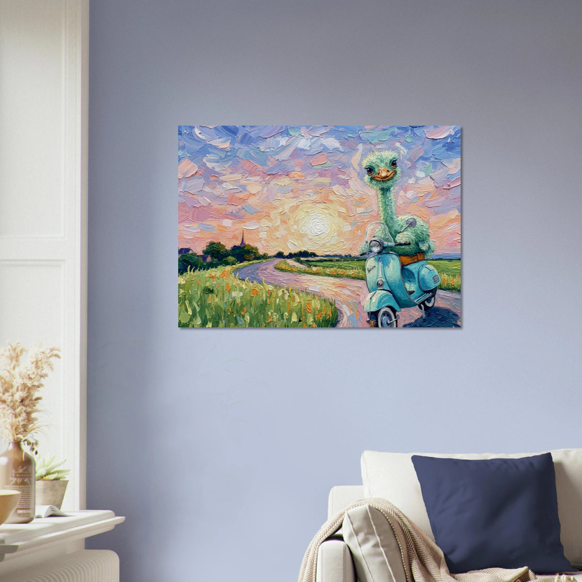 'Joy III' fine art giclée poster above an armchair