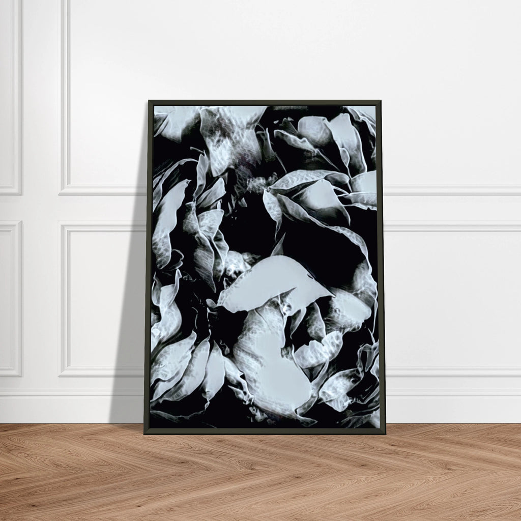 'LABYRINTH' framed fine art giclée print on a wooden floor in a living room