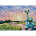 Portrait 'MOON ON TOUR' folded greeting card, pack of 10