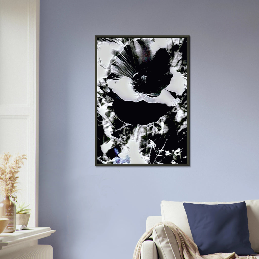 'SOFT' framed fine art giclée print above an armchair
