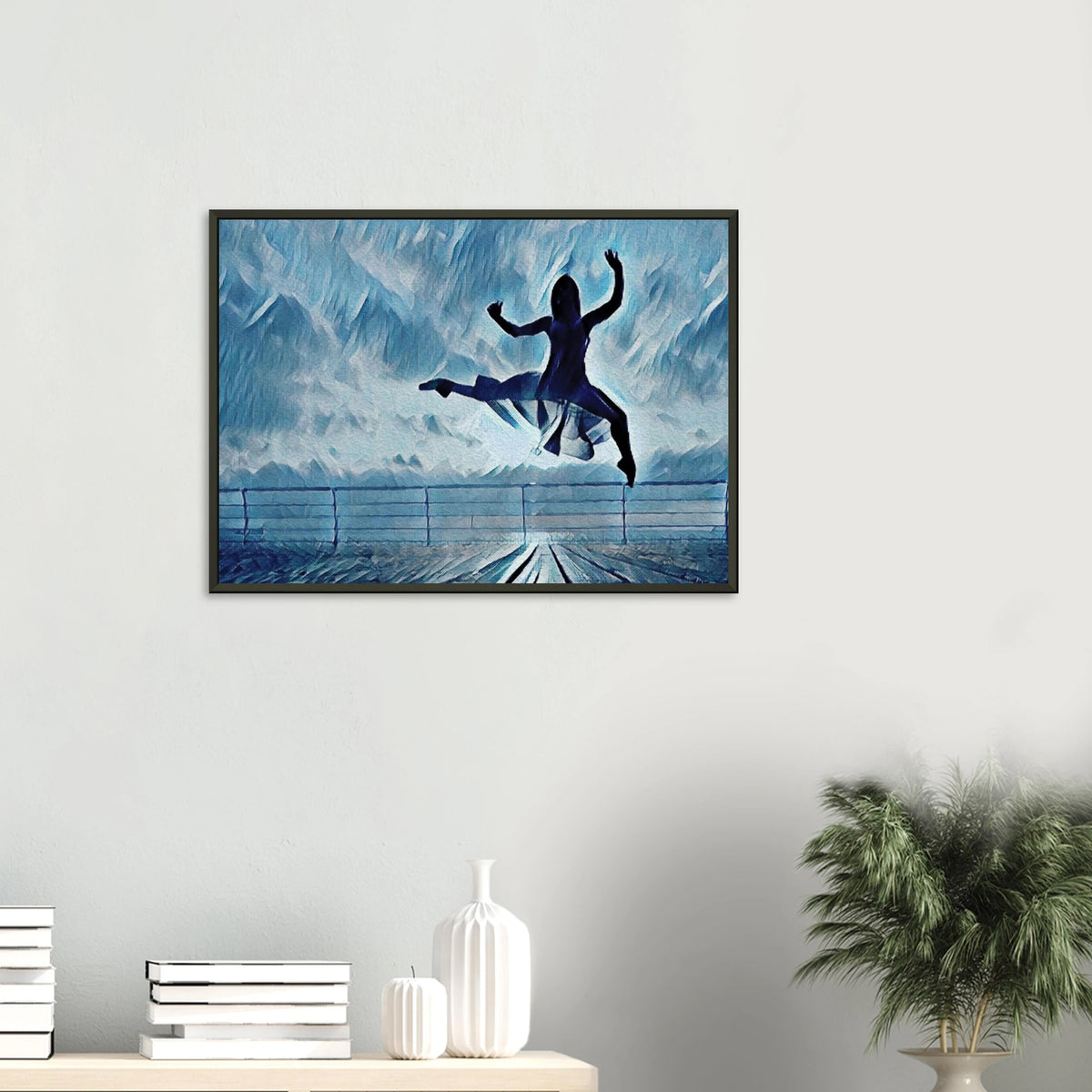 ‘Shadow of light’ framed fine art print displayed in a living room.