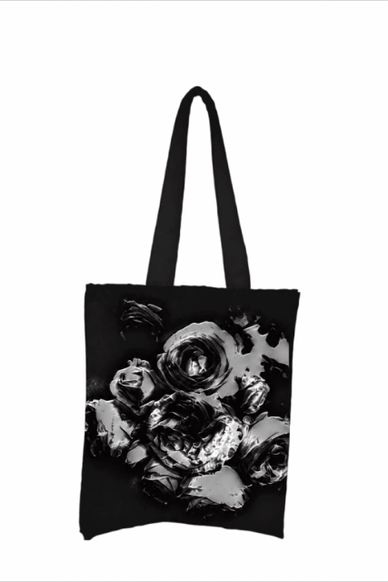 Organic cotton tote bag with long handles, second view of the 'DEEP I & II' design