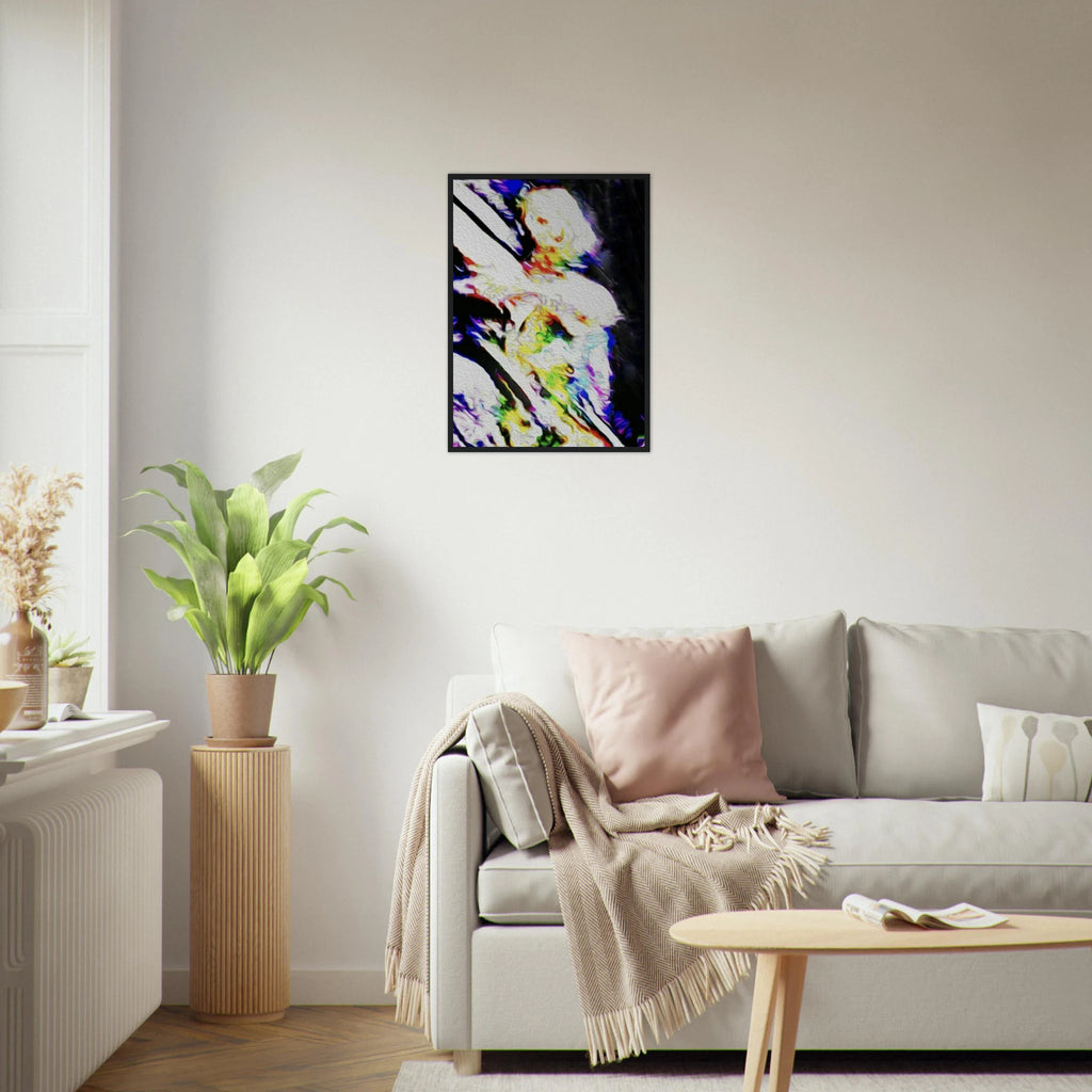 ‘Vamp’ framed fine art print in a guest bedroom