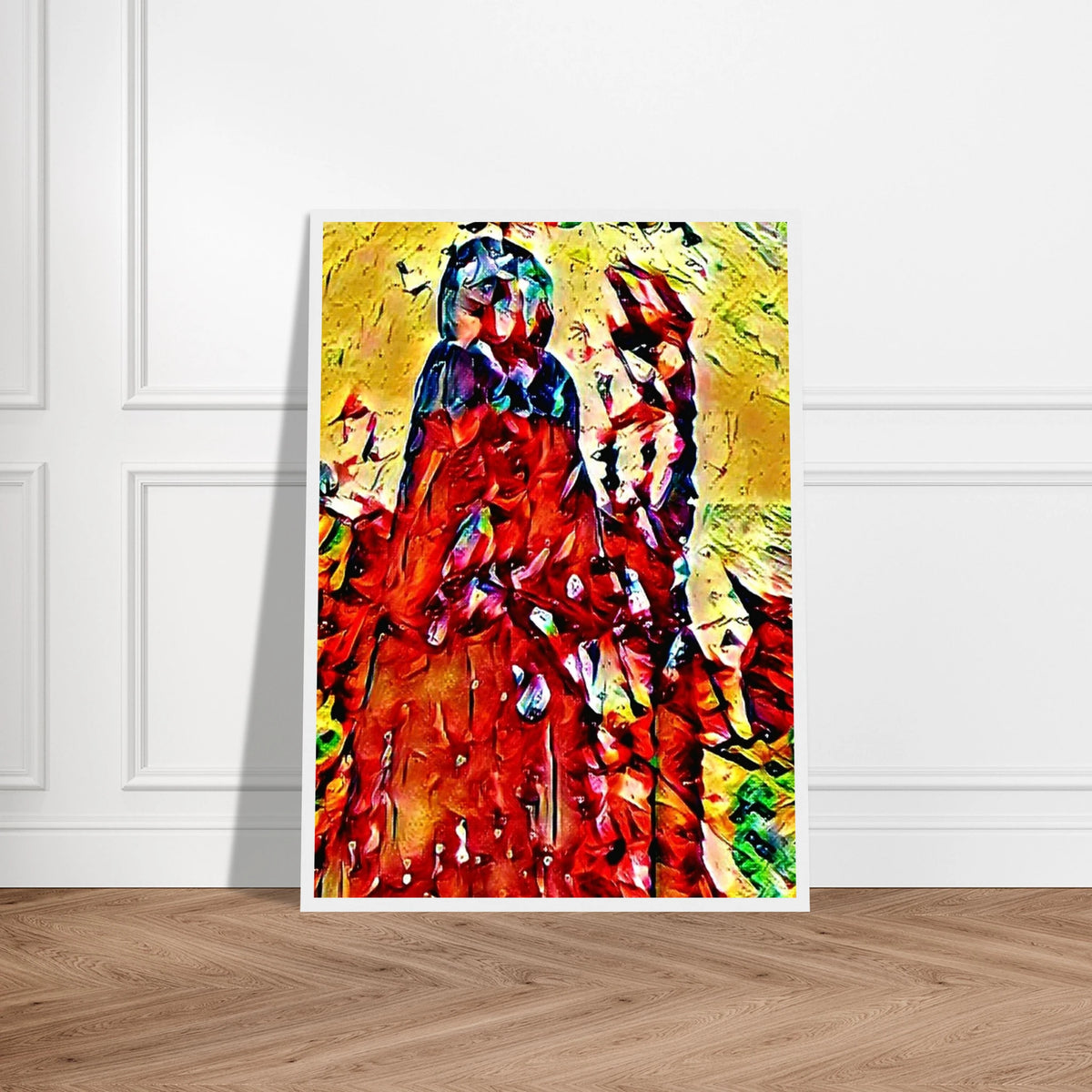 'When we meet' colourful fine art giclée print in a pine wood frame by Shop Moon